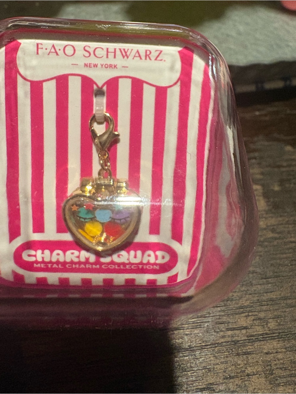 FAO Schwarz Gold-Tone Charm Squad Shaker Charm with Pink Glitter